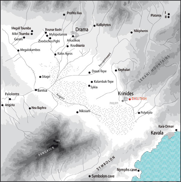 Prehistoric sites in the Drama plain.