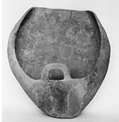 Large basin-like vessel with inturned rim and a horizontal handle, Late Bronze Age.
