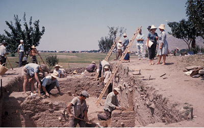 View of sector A2 during excavation (1961), towards the West.