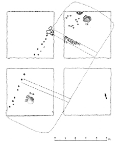 Secteur I/1961 : plan d’interprétation de la première phase de construction. 