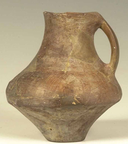 Carinated collared pot with painted decoration; Late Neolithic I (c. 4900 BC).